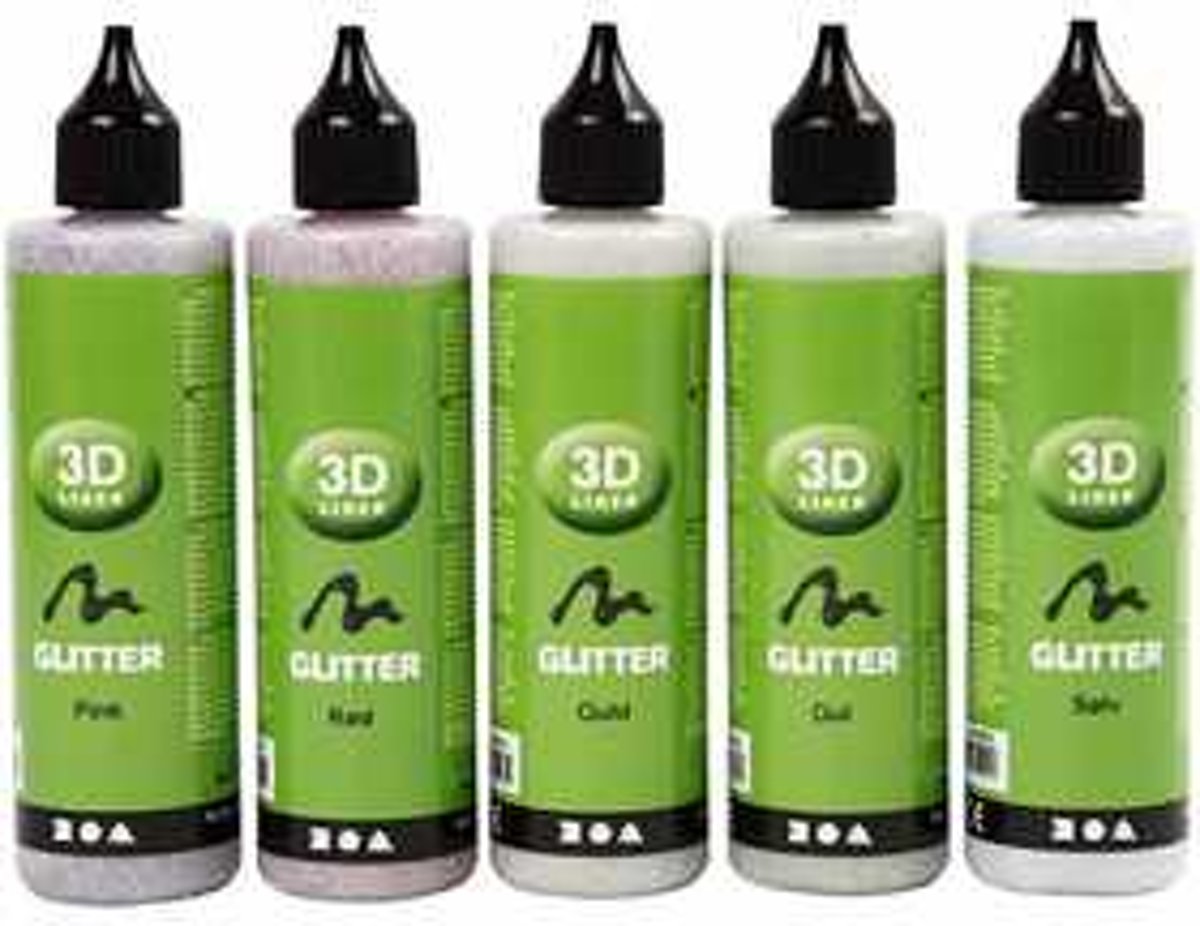 3D liner, glitterkleuren, 5x100ml [HOB-30384]